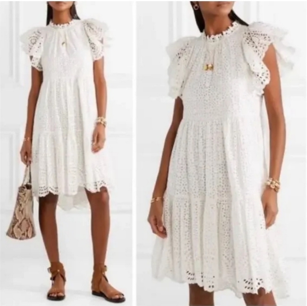 Ulla Johnson Norah Eyelet Mini Dress White Size 2 NWT